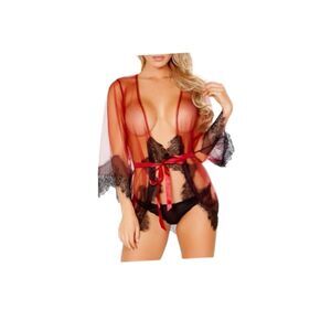 Roma Confidential  Women's Sheer Eyelash Lace Robe